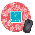 Coral & Teal Round Mouse Pad (Personalized)