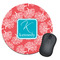 Coral & Teal Round Mouse Pad