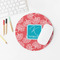 Coral & Teal Round Mousepad - LIFESTYLE 2