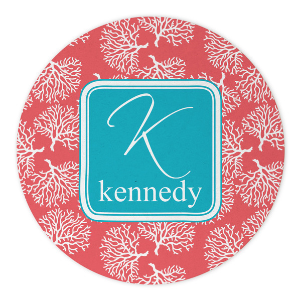 Coral & Teal Round Paper Coaster - Approval