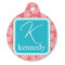 Coral & Teal Round Pet ID Tag (Personalized)