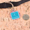Coral & Teal Round Pet ID Tag - Large - In Context