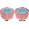 Coral & Teal Round Pouf Ottoman (Top and Bottom)
