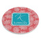 Coral & Teal Round Stone Trivet - Angle View