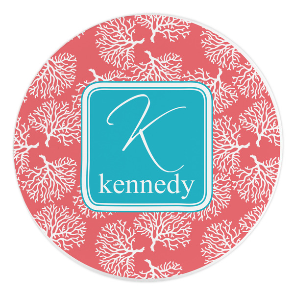 Custom Coral & Teal Round Stone Trivet (Personalized)