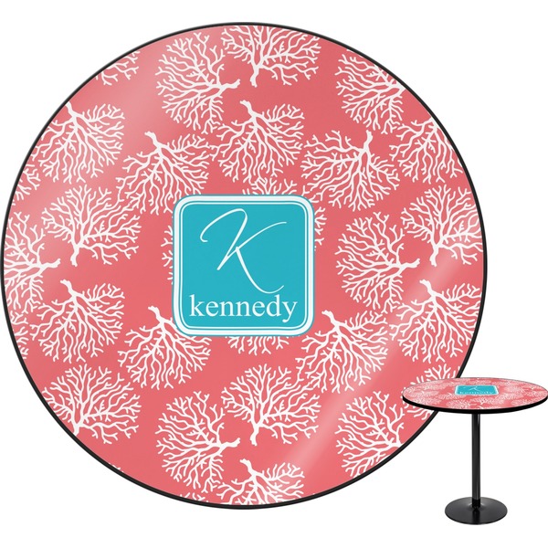 Custom Coral & Teal Round Table (Personalized)