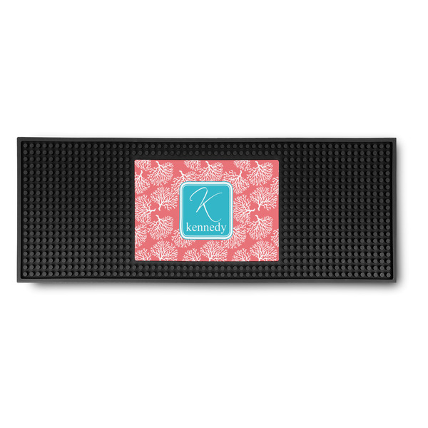 Custom Coral & Teal Rubber Bar Mat (Personalized)