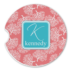 Coral & Teal Sandstone Car Coaster - Single (Personalized)