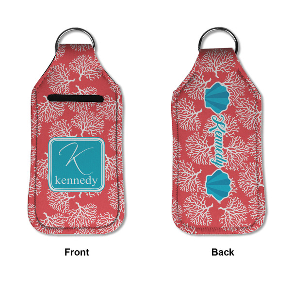 Coral & Teal Sanitizer Holder Keychain - Large APPROVAL (Flat)