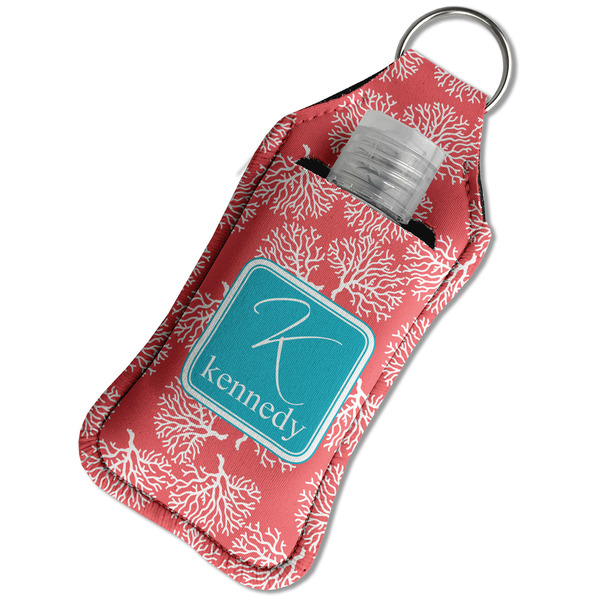 Coral & Teal Sanitizer Holder Keychain - Large in Case