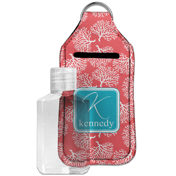 Custom Coral & Teal Hand Sanitizer & Keychain Holder - Large (Personalized)