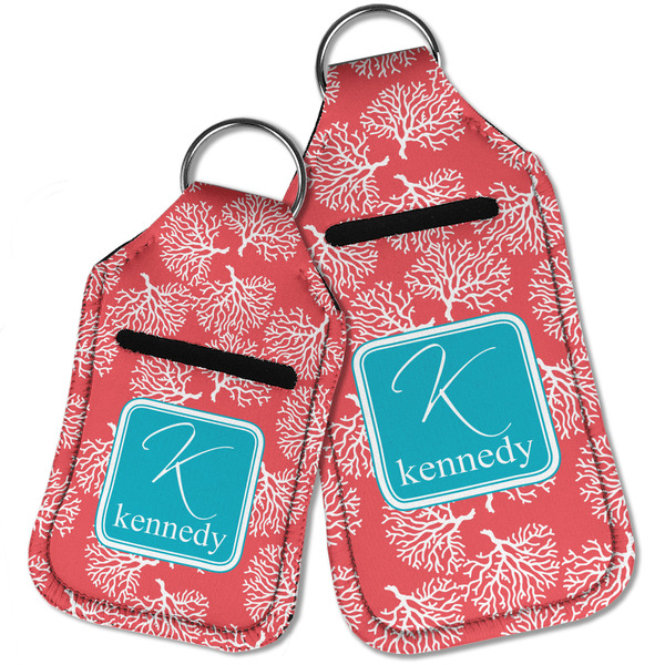 Coral & Teal Sanitizer Holder Keychain - Parent Main