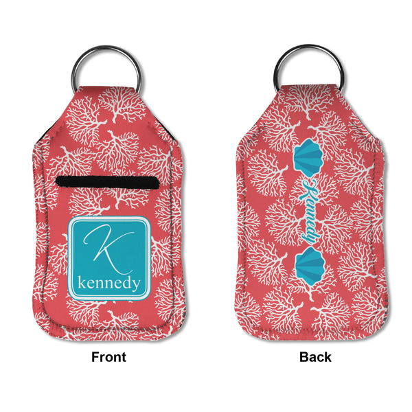 Coral & Teal Sanitizer Holder Keychain - Small APPROVAL (Flat)