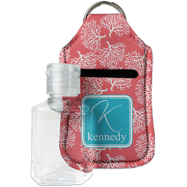 Custom Coral & Teal Hand Sanitizer & Keychain Holder - Small (Personalized)