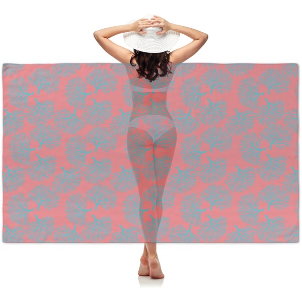 Custom Coral & Teal Sheer Sarong