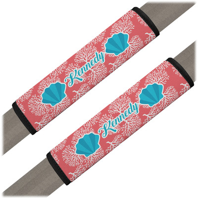 Coral & Teal Seat Belt Covers (Set of 2) (Personalized)
