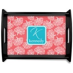 Coral & Teal Black Wooden Tray - Large (Personalized)