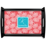 Coral & Teal Black Wooden Tray - Small (Personalized)