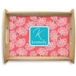 Coral & Teal Natural Wooden Tray - Large (Personalized)
