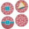 Coral & Teal Set of 4 Glass Appetizer / Dessert Plate 8" (Personalized)