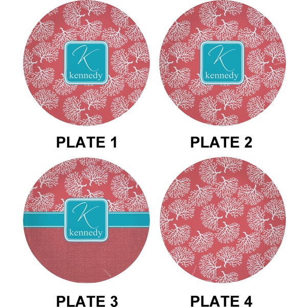 Coral & Teal Set of Appetizer / Dessert Plates (Approval)