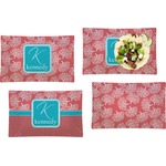 Coral & Teal Set of 4 Glass Rectangular Lunch / Dinner Plate (Personalized)