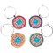 Coral & Teal Set of Silver Wine Wine Charms