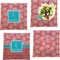 Coral & Teal Set of 4 Glass Square Lunch / Dinner Plate 9.5" (Personalized)