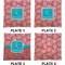 Coral & Teal Set of Square Dinner Plates (Approval)
