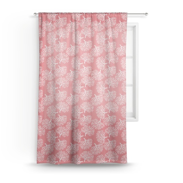 Custom Coral & Teal Sheer Curtain - 50"x84"