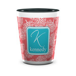 Coral & Teal Ceramic Shot Glass - 1.5 oz - Two Tone - Set of 4 (Personalized)