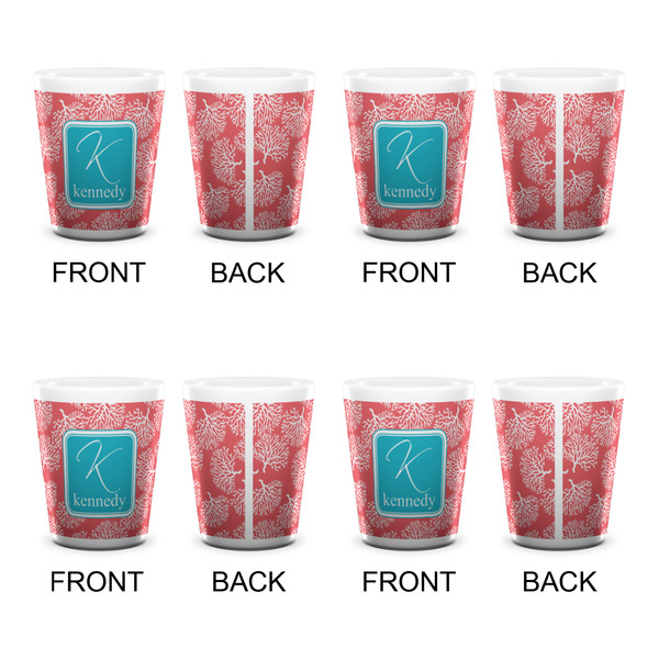 Coral & Teal Shot Glass - White - Set of 4 - APPROVAL