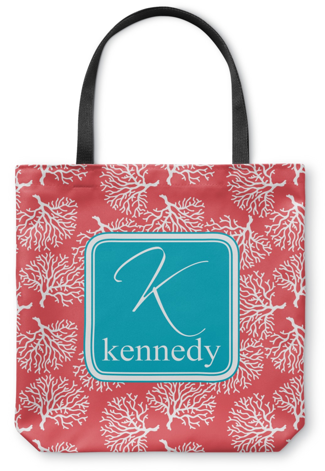 Coral & Teal Canvas Tote Bag (Personalized) - YouCustomizeIt