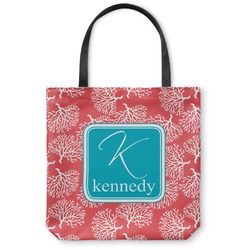 Coral & Teal Canvas Tote Bag - Medium - 16"x16" (Personalized)