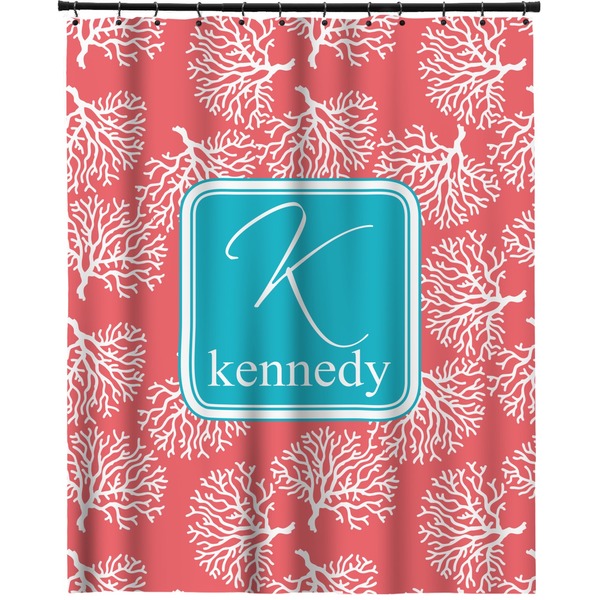 Custom Coral & Teal Extra Long Shower Curtain - 70"x84" (Personalized)