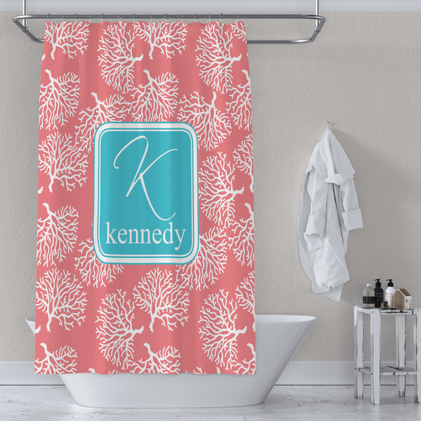 Coral & Teal Shower Curtain Lifestyle