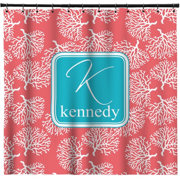 Custom Coral & Teal Shower Curtain - 71" x 74" (Personalized)