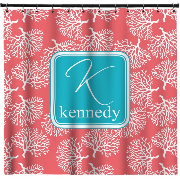Custom Coral & Teal Shower Curtain - Custom Size (Personalized)