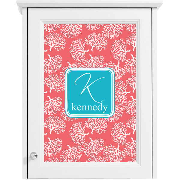 Coral & Teal Single White Cabinet Decal