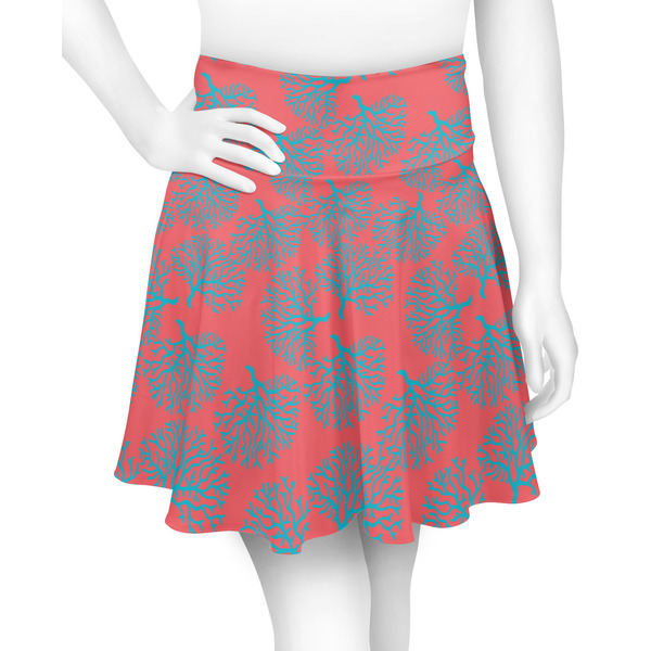 Custom Coral & Teal Skater Skirt - Small
