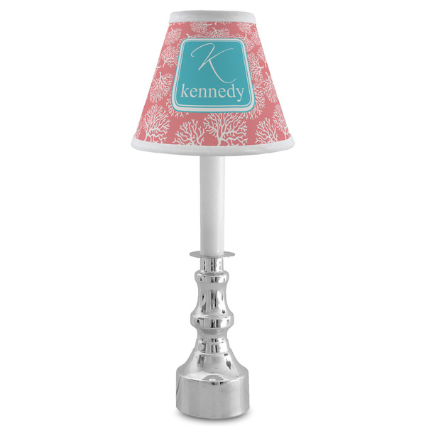 Coral & Teal Small Chandelier Lamp - LIFESTYLE (on candle stick)