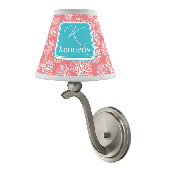 Coral & Teal Small Chandelier Lamp - LIFESTYLE (on wall lamp)