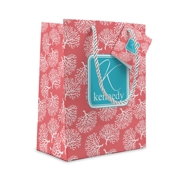 Custom Coral & Teal Small Gift Bag (Personalized)