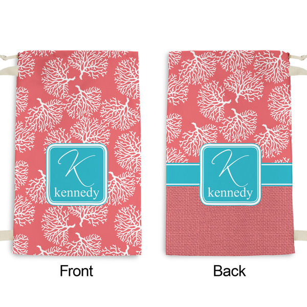 Coral & Teal Small Laundry Bag - Front & Back View