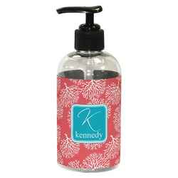 Coral & Teal Plastic Soap / Lotion Dispenser (8 oz - Small - Black) (Personalized)