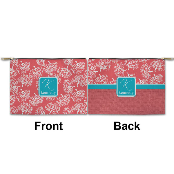 Coral & Teal Small Zipper Pouch Approval (Front and Back)