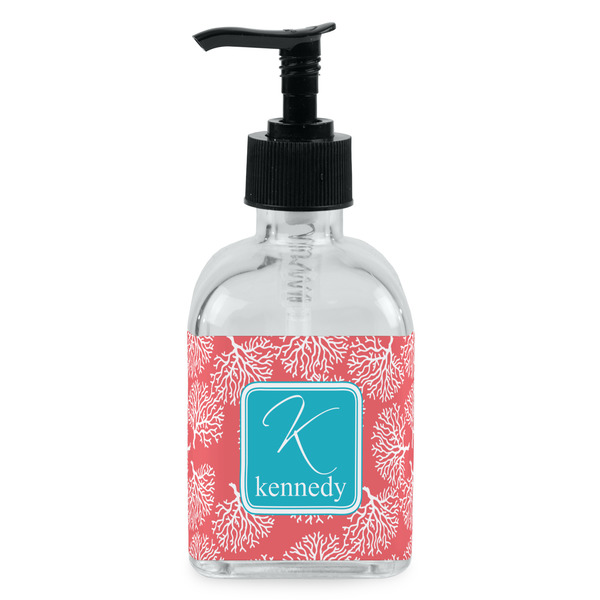 Custom Coral & Teal Glass Soap & Lotion Bottle - Single Bottle (Personalized)