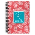 Coral & Teal Spiral Notebook - 7x10 w/ Name and Initial