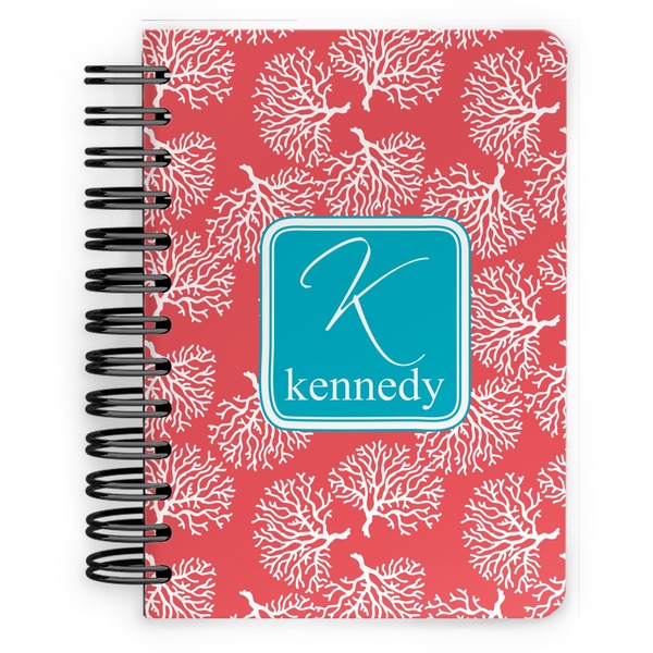 Custom Coral & Teal Spiral Notebook - 5x7 w/ Name and Initial