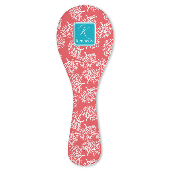 Custom Coral & Teal Ceramic Spoon Rest (Personalized)